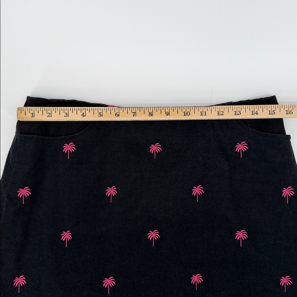 VTG Lilly Pulitzer Women’s Black Velour Pink Palm Short Skirt Sz 9 With Pockets - Picture 5 of 12